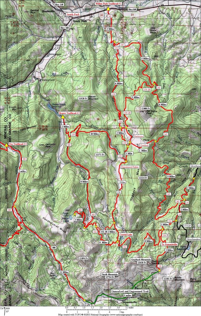 The South Fork Power busters based out of South Fork, Colorado and a longtime partner with the RGNF provide the following groomed OSV trail network for decades that is adjacent and overlapping the CDNST on this map.