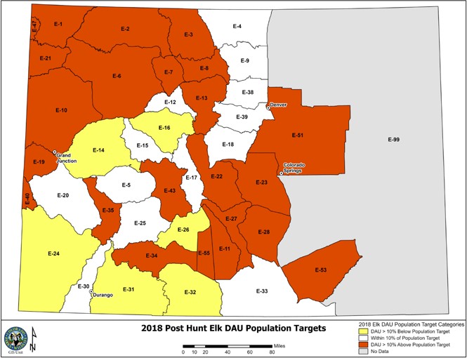 2020 CPW elk populations map