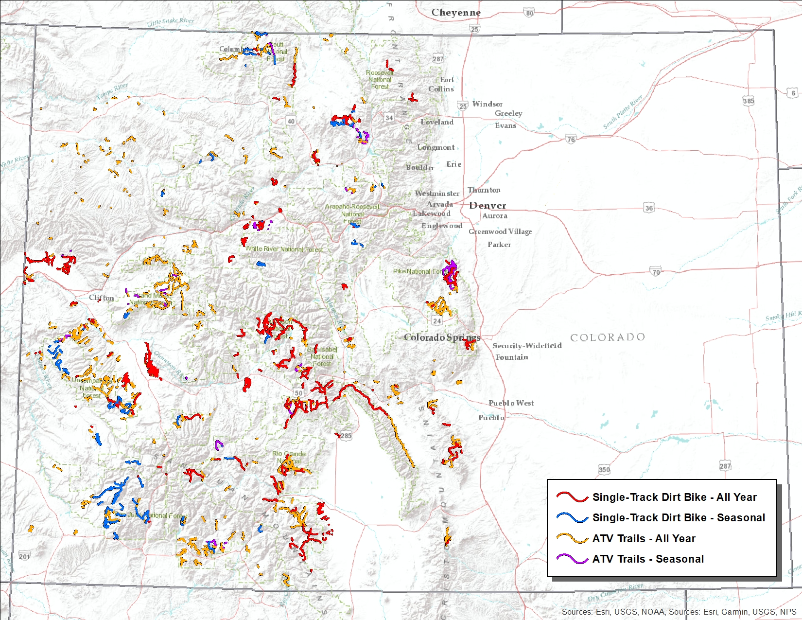 Comparison of Off-Highway Motorcycle ATV and Non-Motorized Trails in Colorado