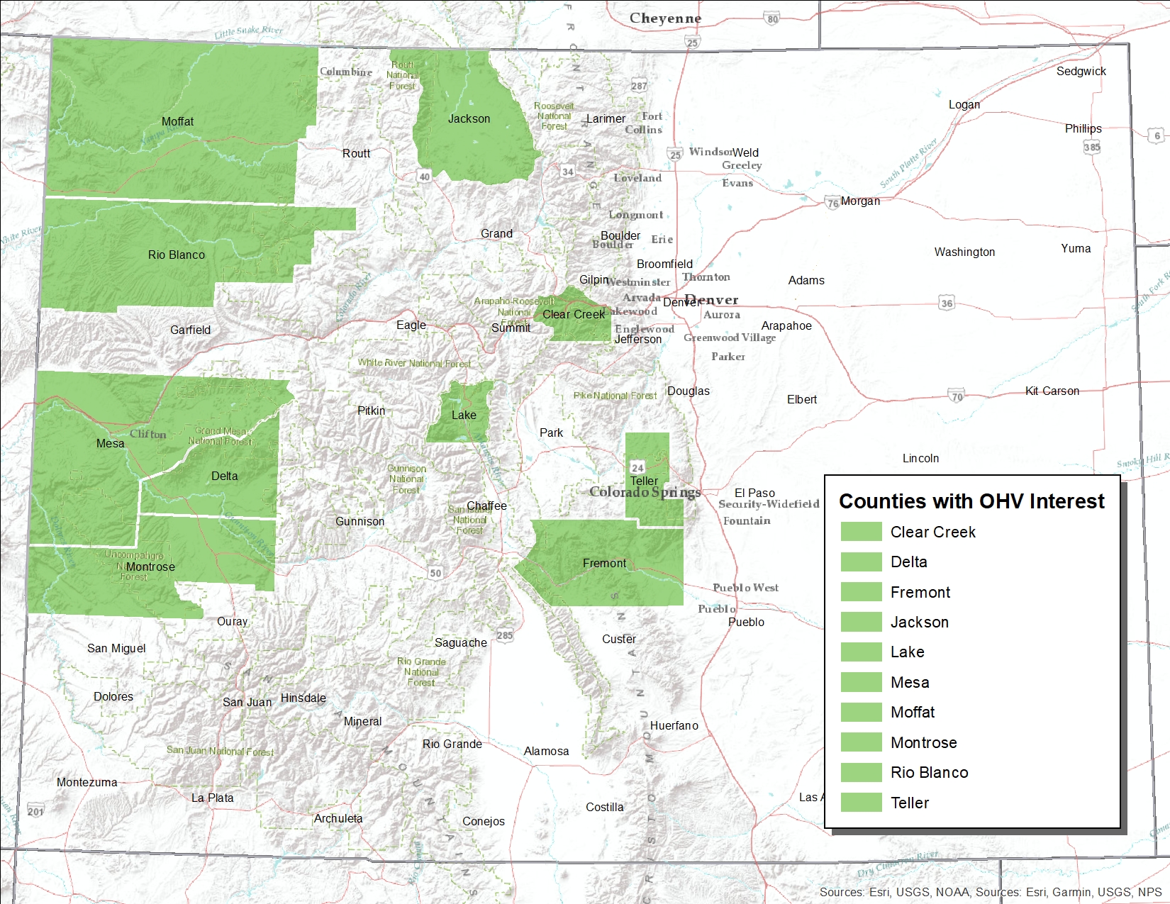 OHV Friendly Counties Map