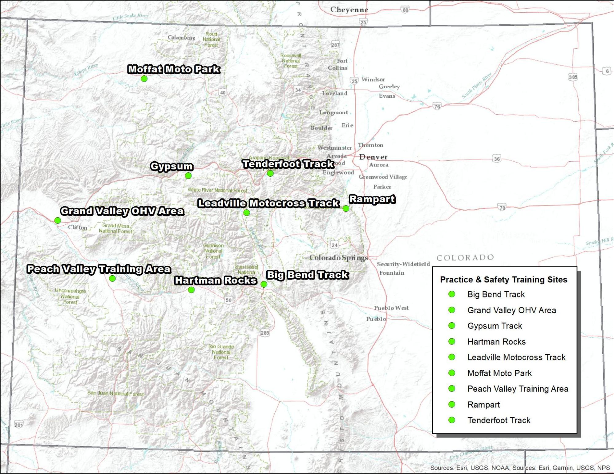 Motocross Tracks & Youth Practice Areas Map