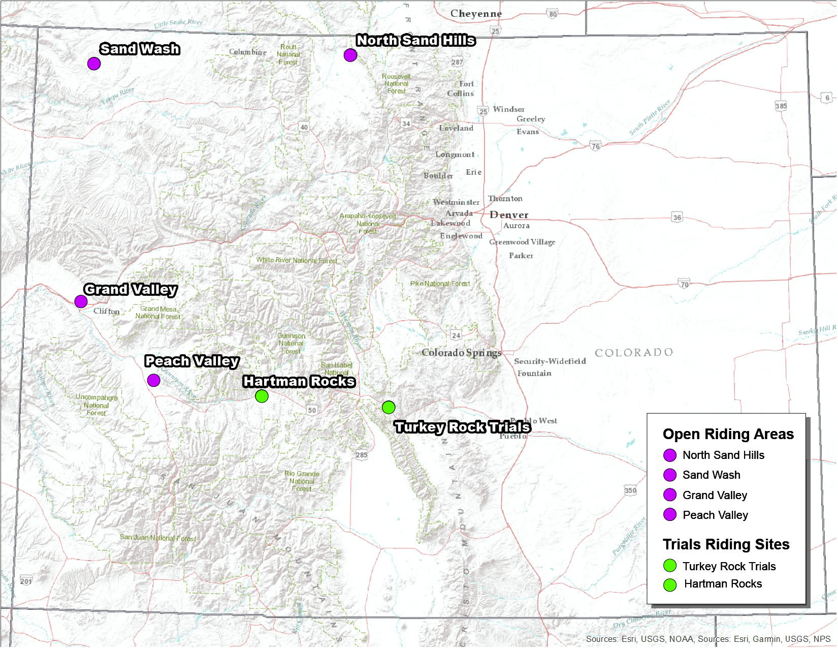 Open and Trials Riding Areas Map