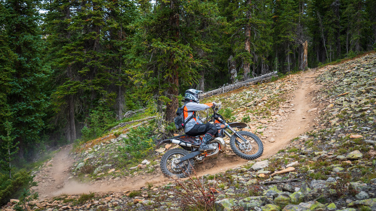 Rider on a single track trail